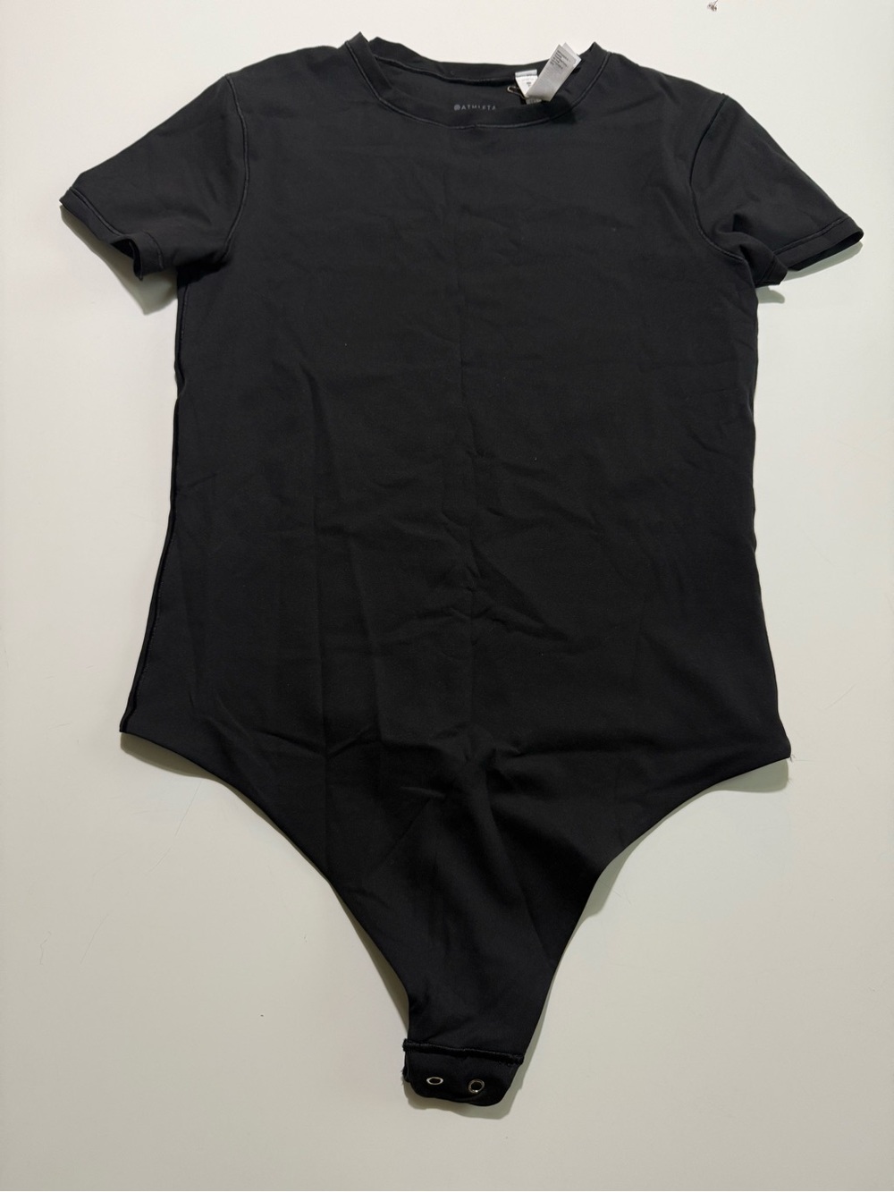 Athleta Short Sleeve Body Move Crew Neck Bodysuit Black